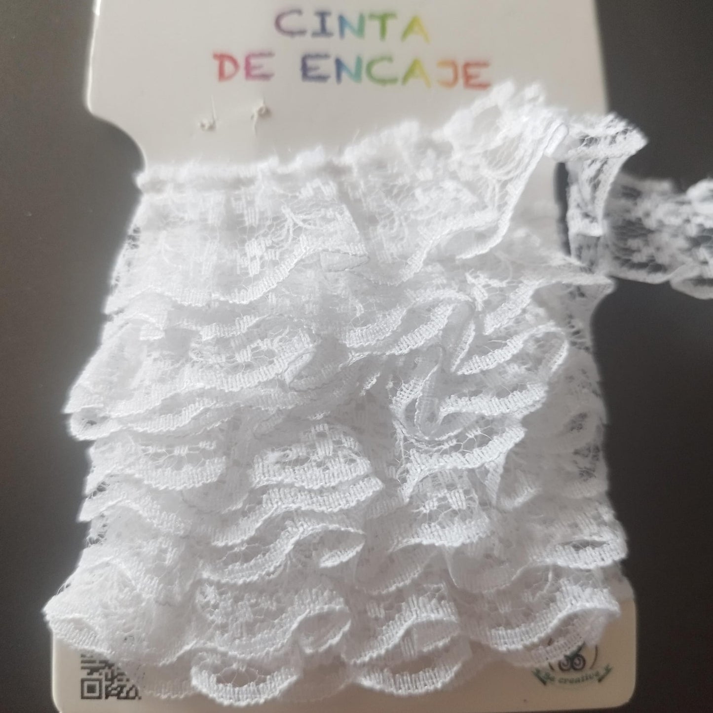 Cinta de Encaje Fruncida Blanca