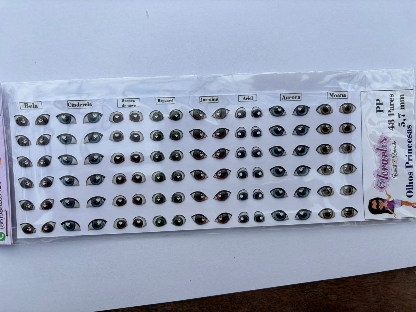 Ojitos resinados Princesas 48 pares